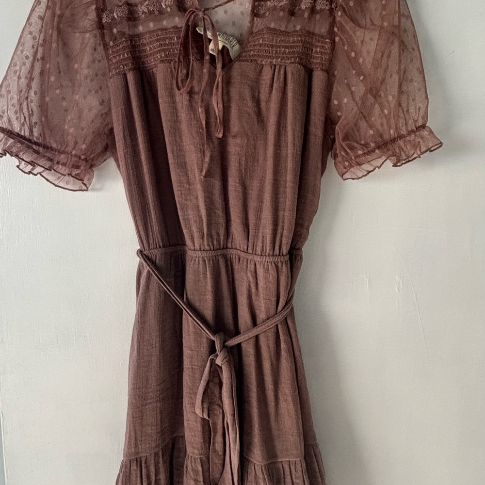 Elegant Brown Lace Dress